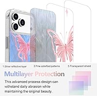Vista 48 de I-MGAE-IN-AR - Funda diseñada para iPhone 12 y 12 Pro, diseño de mariposa plateada brillante, funda protectora de poliuretano termoplástico, suave