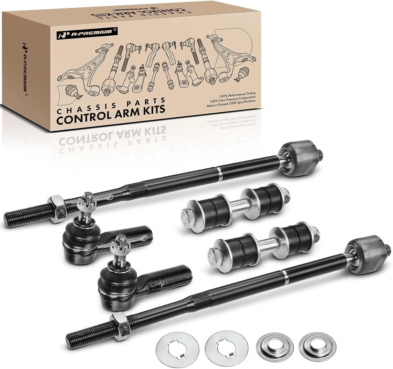 A-Premium Set of 6, Front Sway Bar Link, Inner Outer Tie Rod End, Compatible with Scion xA 2004 2005 2006
