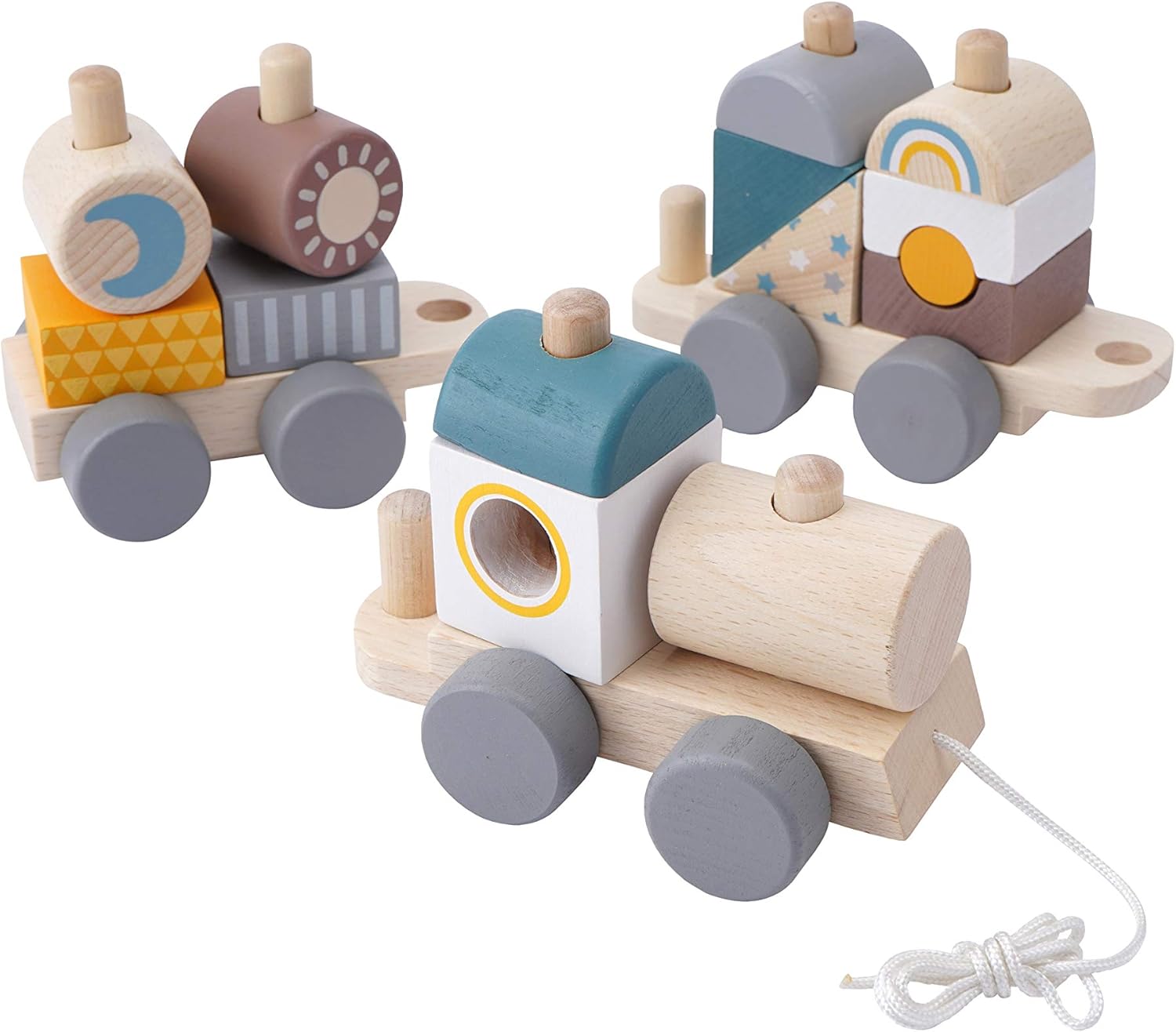 Little Tribe Wooden Pull Along Stacking Train Toy Set | Featuring ...