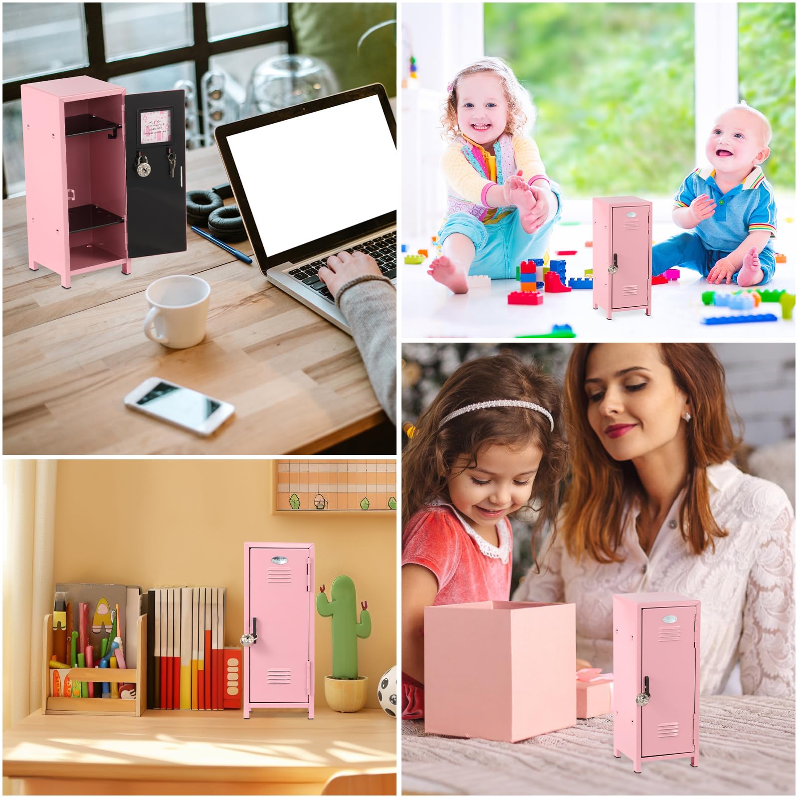 Mini casier avec serrure et clé, 27,5 x 10,5 x 10,5 cm, en métal antirouille, petit casier, portable, avec compartiments, pour bureau, filles, garçons
