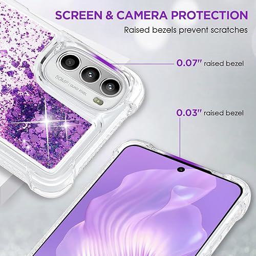Miniatura 5 de ANSHOW Funda para Moto G 5G 2022, parachoques a prueba de golpes con purpurina líquida, funda de TPU transparente de arena movediza líquida, funda