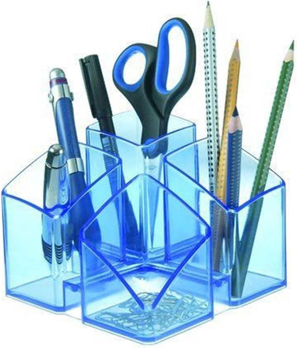 HAN 17450-24, Scala Desk Tidy. Exclusive Design Meets Function: Elegant, Glossy and Expandable. with 4 compartments und Card Holder, Transparent-Grey