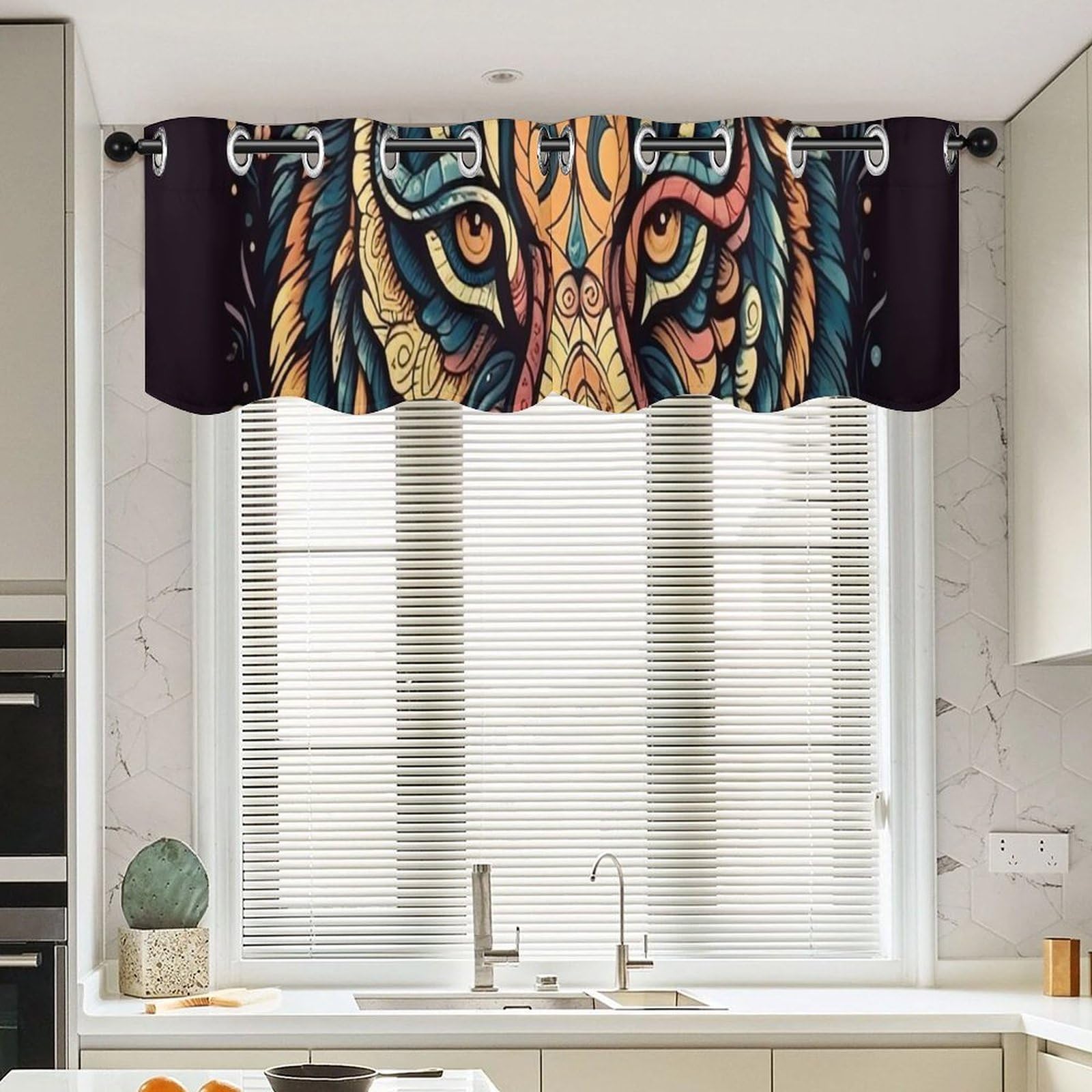 Rideaux de fenêtre style chinois pour cuisine lumineuse, décoration bohème chaleureuse