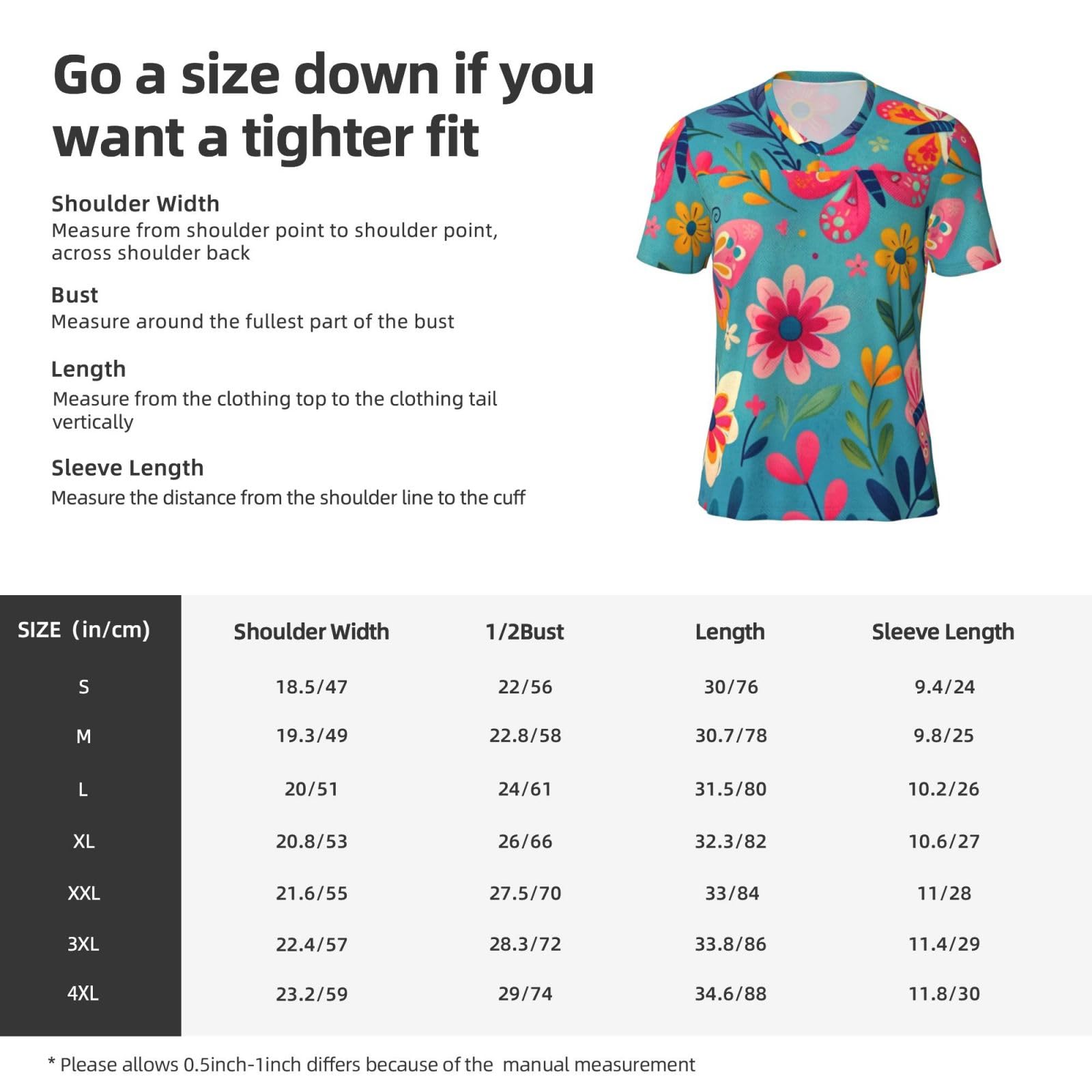 Stylish Athletic Sports Jersey Colorful-Butterflies-Flowers Men's Rugby Jersey Xx-Large