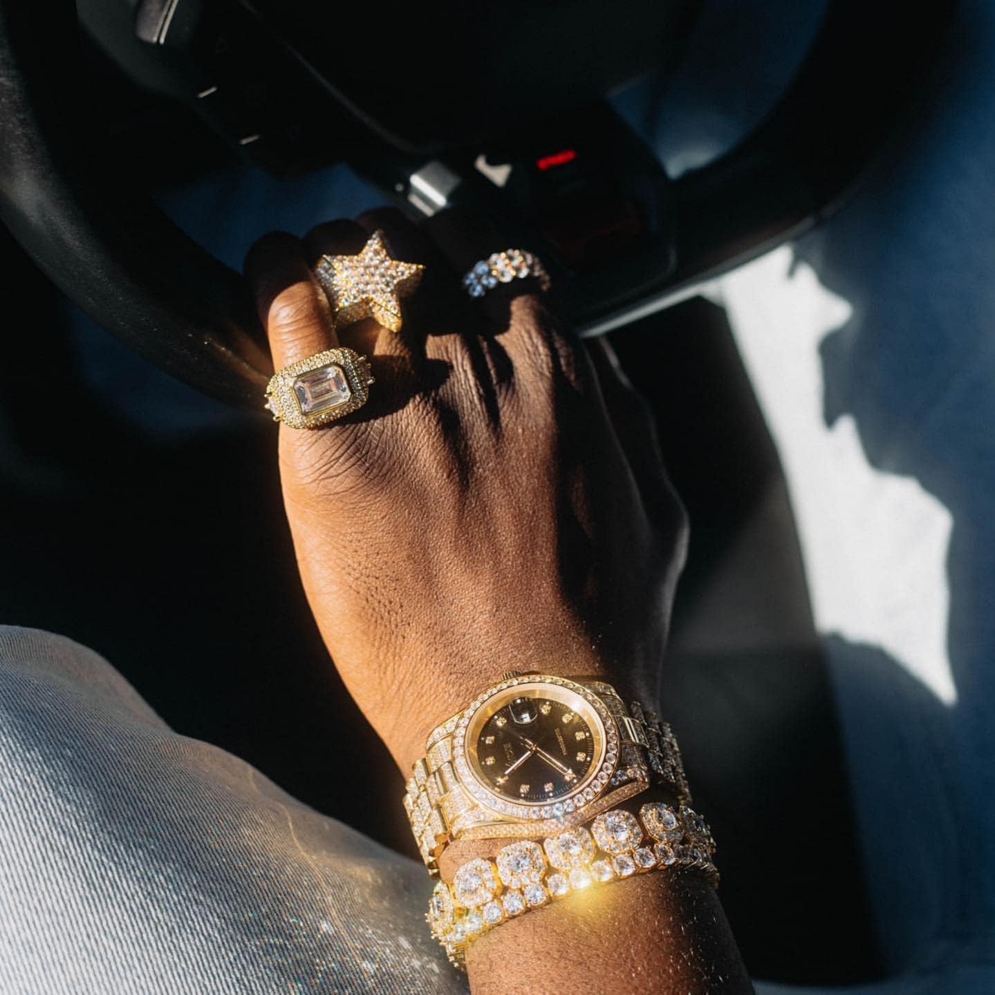 Iced Out Star Pinky Ring-18K Golden or White Golden Plated Hip Hop 5A+ Simulated Diamond Ring for Men Women-Size 7,8,9,10 - Image 3