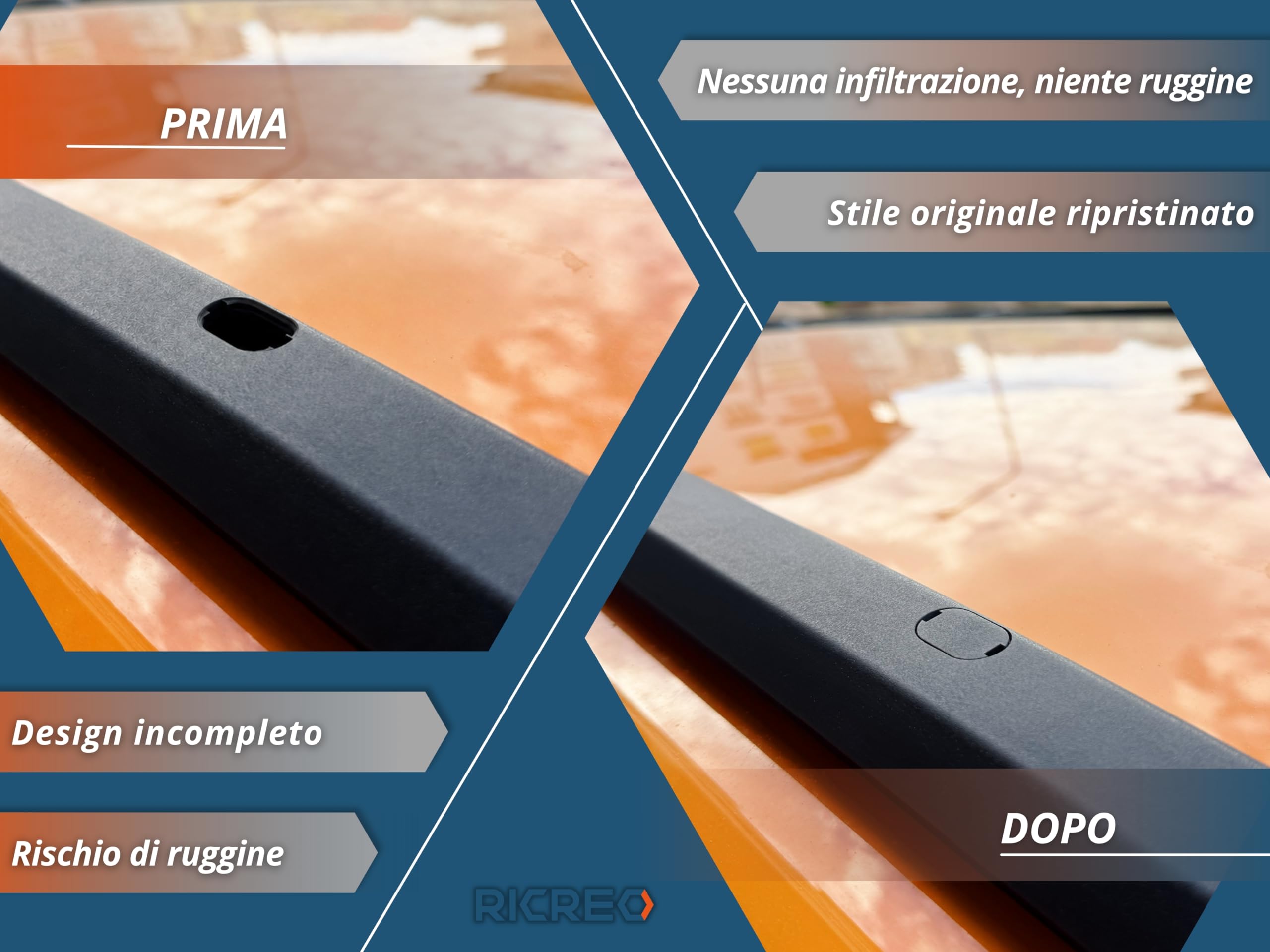 Tappi Barre Longitudinali compatibile con Jeep Renegade 2014-2024 compatibile con Fiat Panda kit 4 pezzi copertura barre portapacchi portatutto ricambio codice 735709736