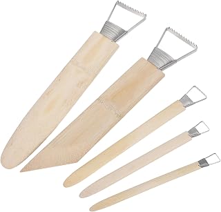 Clay Trimming Tool Set with Teeth Ceramic Large Handle 5pcs