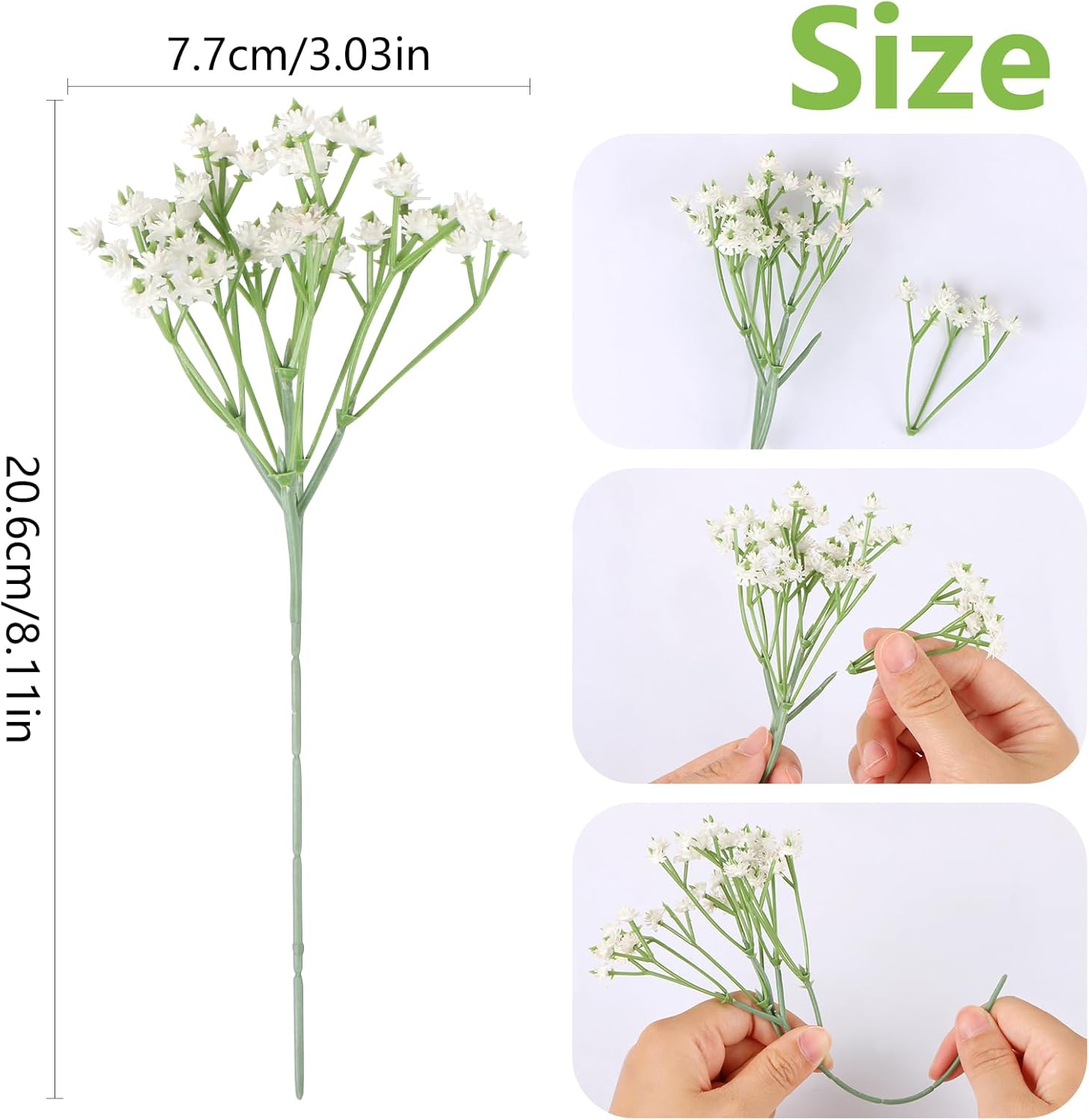 yoodelife babys breath artificial flowers, white faux gypsophila bouquets flowers flores greenery real touch babys breath flower for wedding party home garden decoration, pack of 5