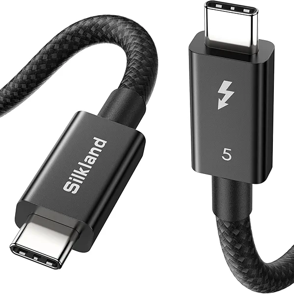 Silkland Intel Certified Thunderbolt 5 Cable 80Gbps, up to 120Gbps Bandwidth for 16K/Dual 8K, 240W, Prime Braided Thunderbolt Cable Compatible for Thunderbolt 4/3, USB4, USB C,SSD,MacBook M4 Pro,3.3FT