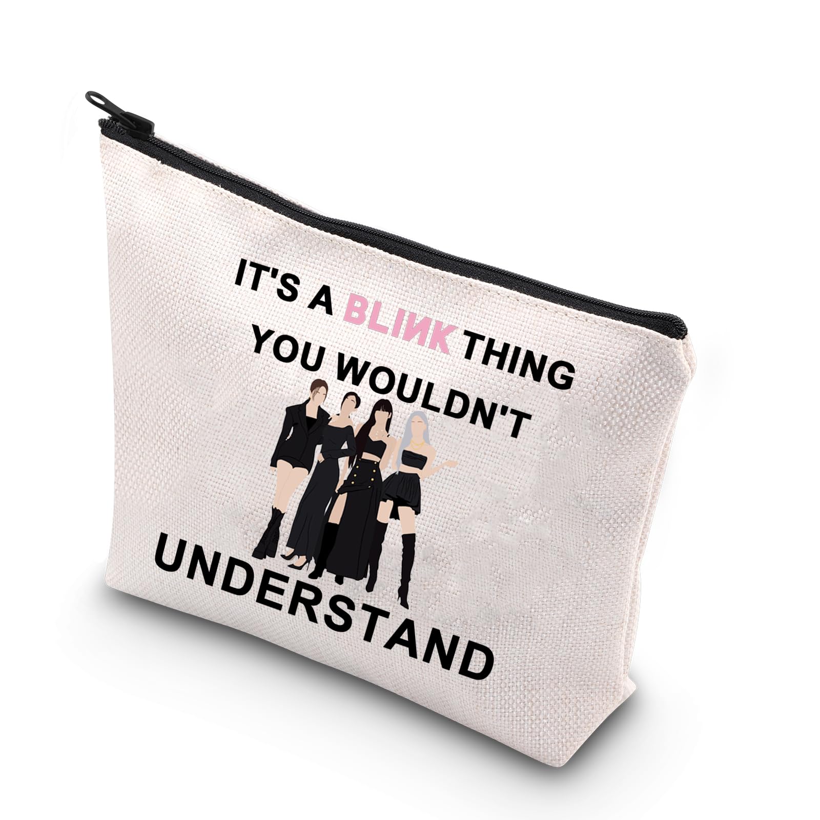 BDPWSS K-Pop Makeup Bag K-Pop Singer Merchandise Black Singer Inspired Gift for Pink Fans Music Lover Gifts K-Pop Team Gifts (BLINK Thing), BLINK Thing, Waterproof