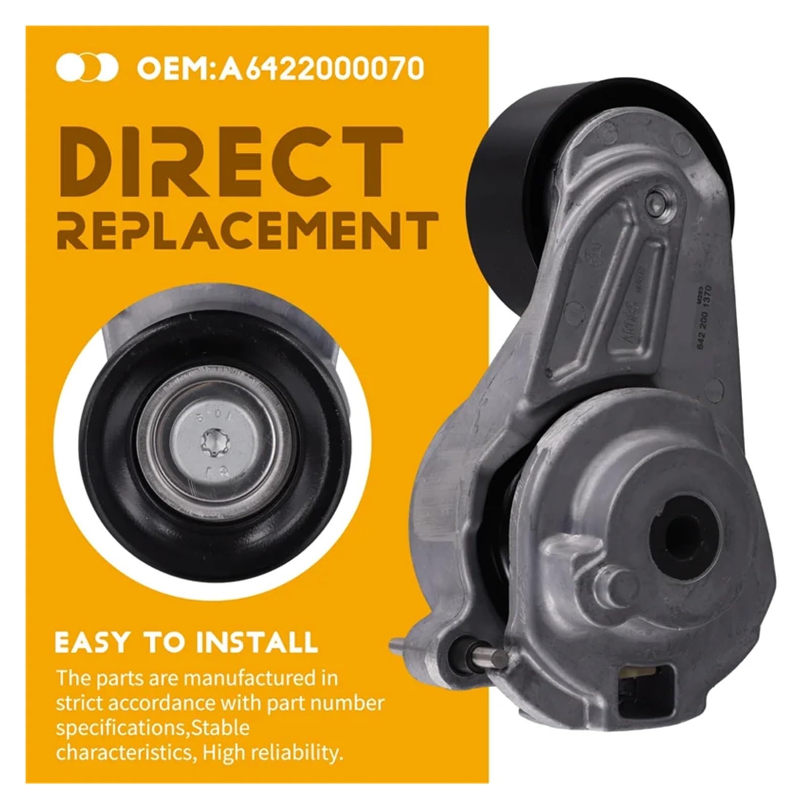 L10A A6422001370 Tenditore puleggia cinghia auto compatibile per Benz CLE CLK E ML R Sprinter compatibile per Jeep Cherokee 2005-2020 A6422000070