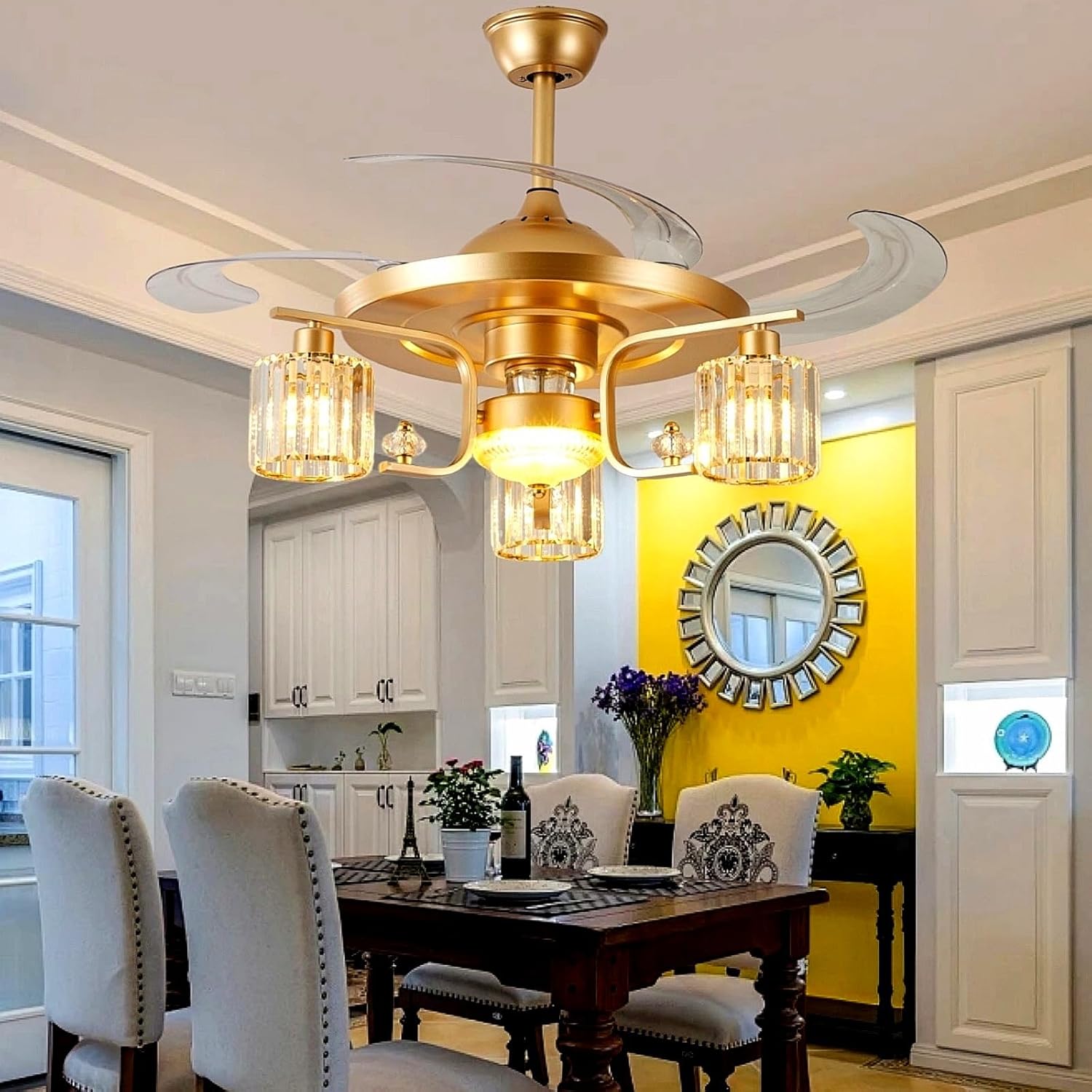 DIGLED Retractable Ceiling Fan with Lights