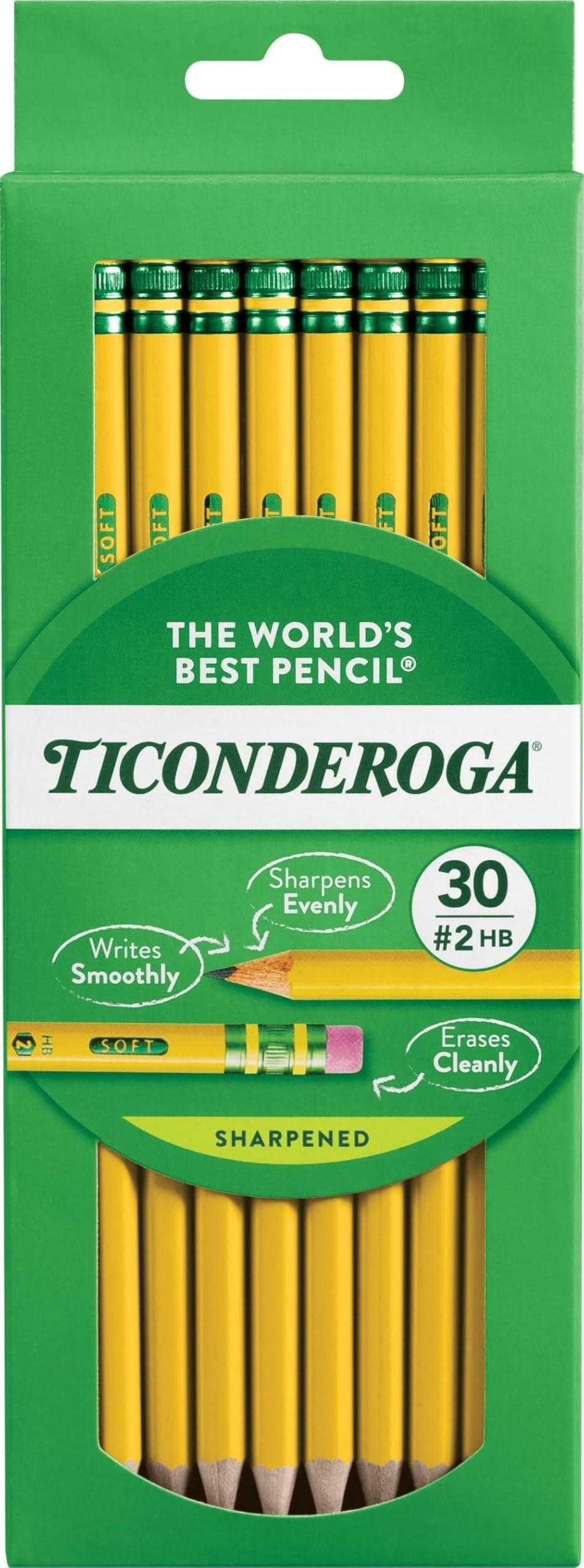 Dixon Ticonderoga Pré-affûtée crayon avec gomme Box of 180