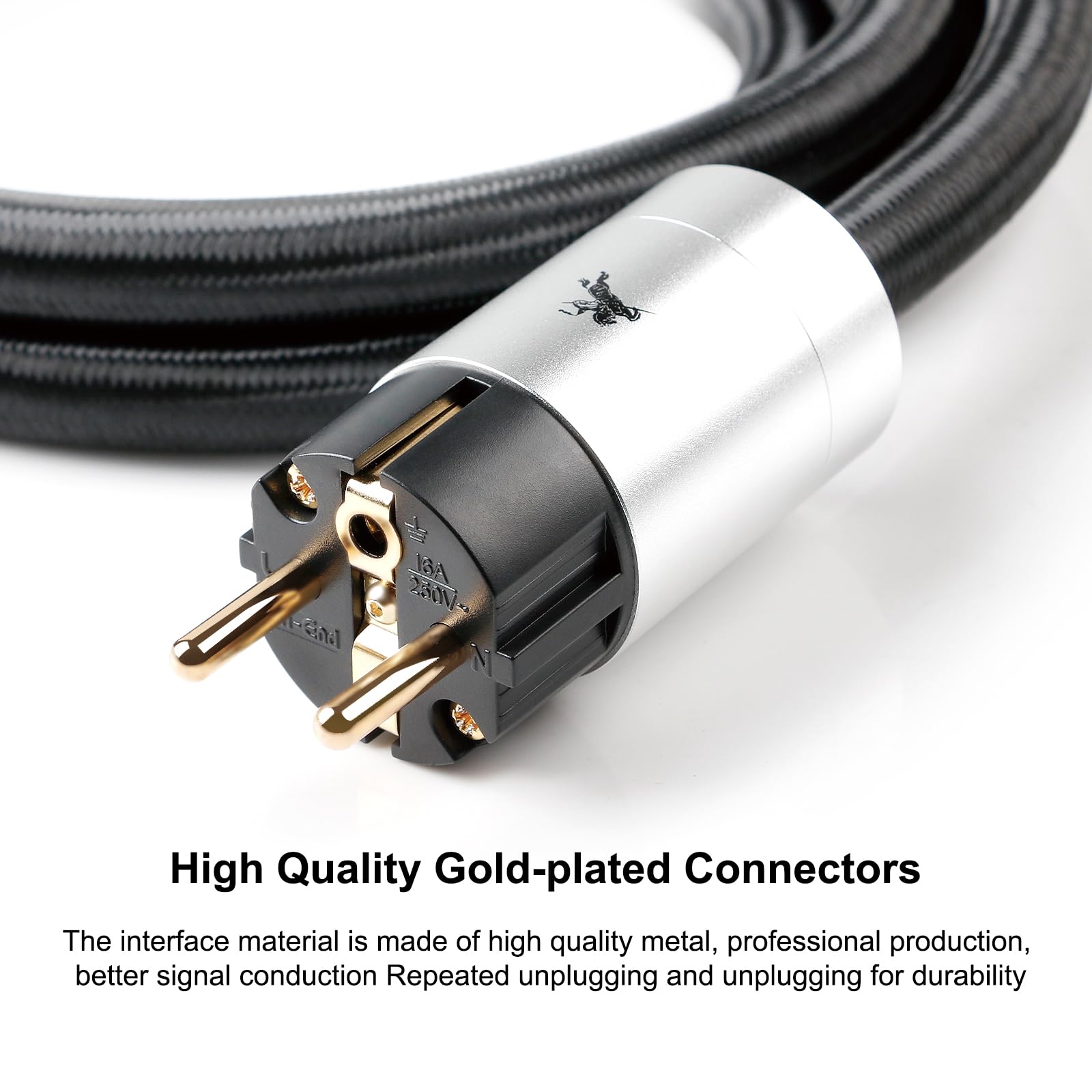 Impeto High End Netzkabel, Audiophile HiFi Stromkabel OFC Schuko-Stecker-auf-Buchse-Stromkabel EU-Stecker für DVD/Verstärker/Decoder/Subwoofer/AMP -1M