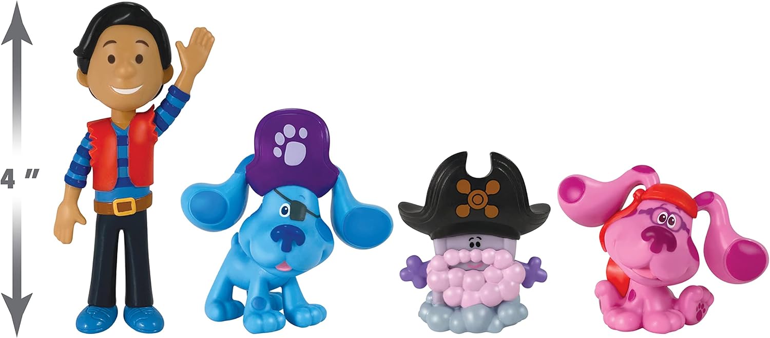 Blue's Clues & You! Collectible 4-Piece Pirate Figure Set, Josh, Blue, Magenta, Slippery Soap, Kids Toys for Ages 3 Up by Just Play