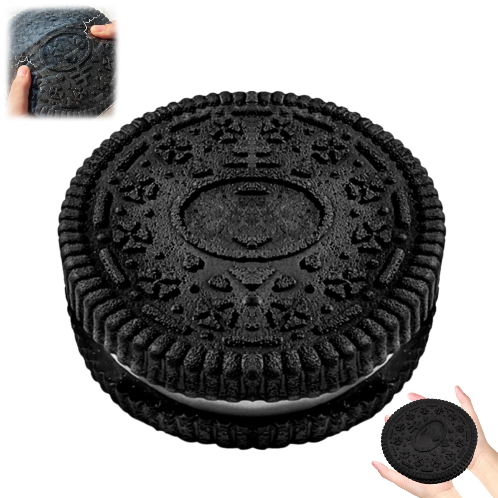 Large Taba Squishy for Oreo 16cm Handmade Emulation Food Fufu Squishy Layered Biscuit Squishies for Kids Adults Stress Relief Toys (Black)
