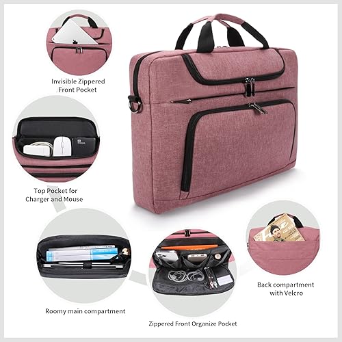 Miniatura 4 de BERTASCHE Bolsa para laptop de 17.3 pulgadas para mujer, funda para computadora portátil, para trabajo, viajes, negocios, maletín con correa para el