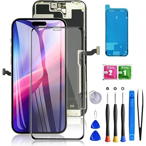 for iPhone 14 Pro Max Screen Replacement Black 6.7 Inch, LCD Touch Digitizer Complete Display for A2894, A2651, A2893, A2896, A2895,with Waterproof Seal+Tempered Glass+Repair Tools