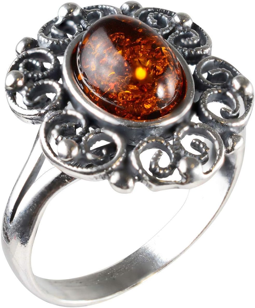 Holiday Gift Shops Sterling Silver and Baltic Honey Amber Ring Gaelle