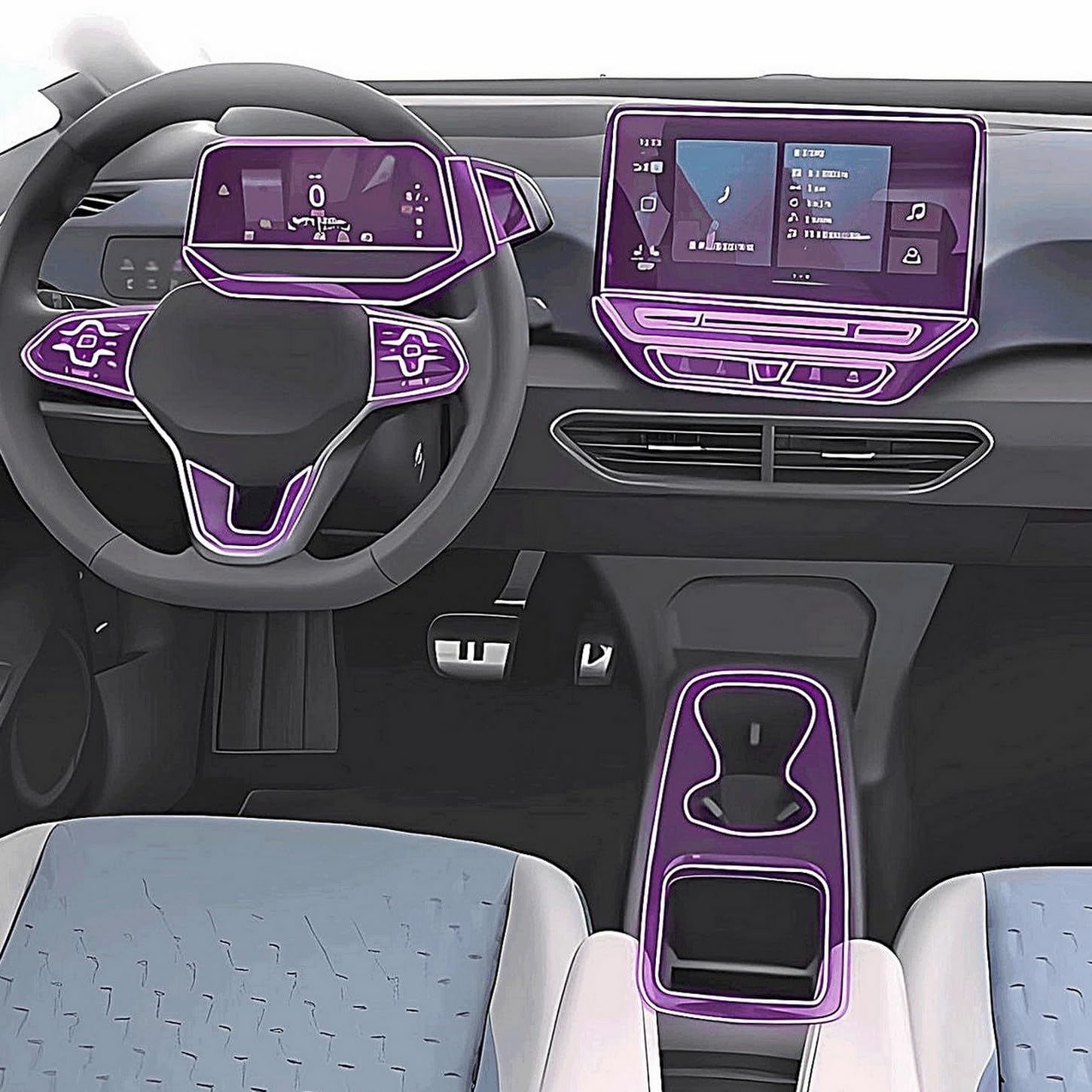 Film protection TPU transparent Volkswagen ID3 console centrale écran voiture PPF