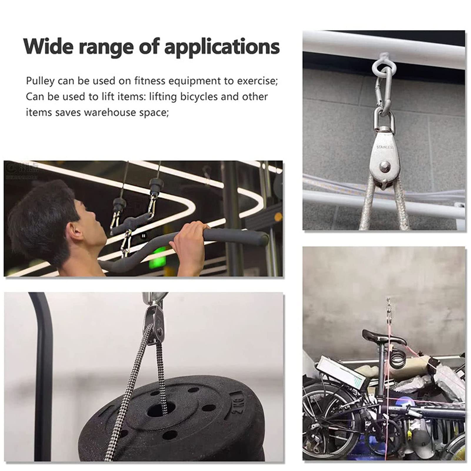 Set di 2 pulegge rotanti in acciaio inox – 304 filo singolo Sheaved, design risparmio di lavoro per attrezzature da palestra a casa, perfetto per esercizi e allenamento con i pesi