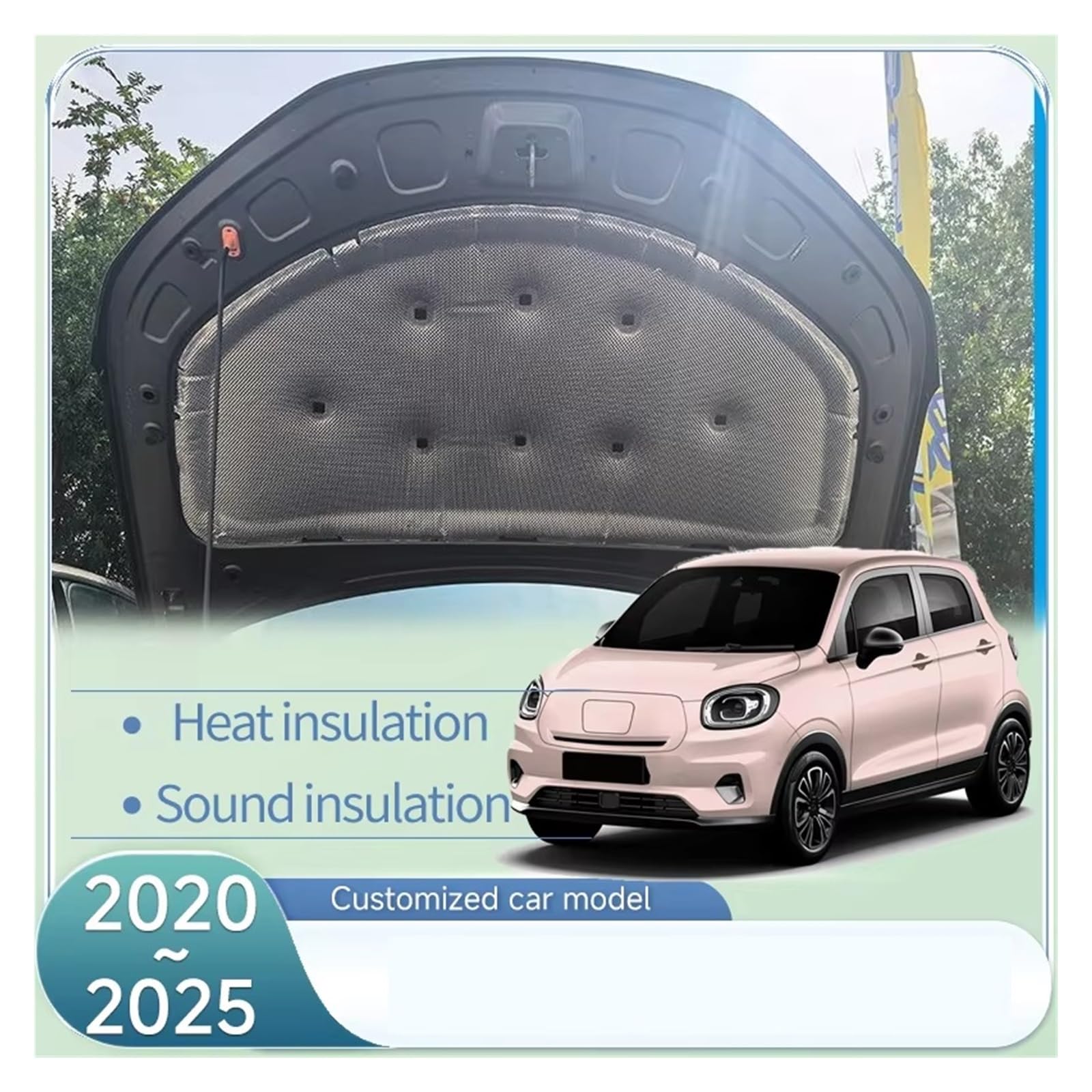 Cuscinetto fonoassorbente per cofano auto Per Leapmotor T03 2020 2021 2022 ~ 2025 Cofano Motore Suono Pad Isolamento termico Copertura in cotone Tappetino insonorizzato per interni auto