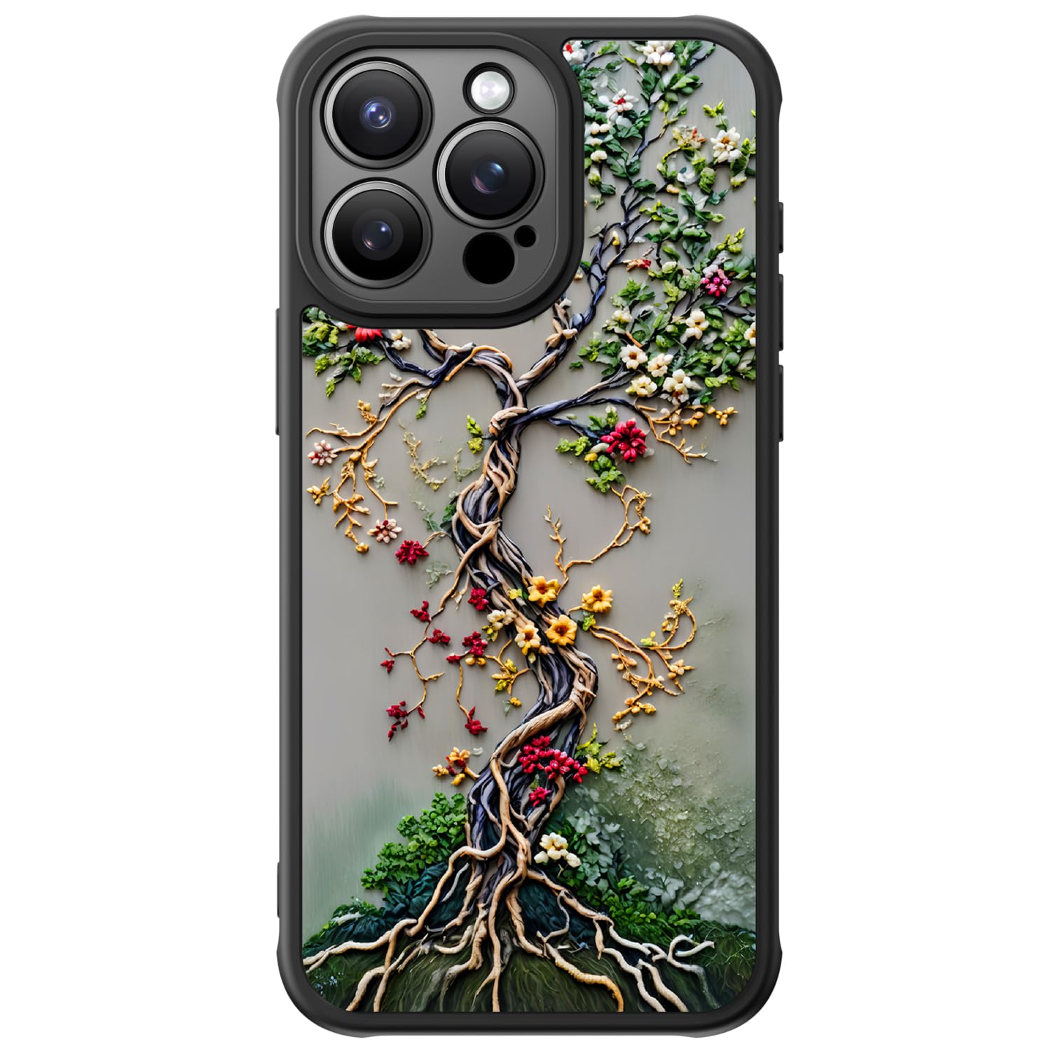 FUNMIKO Cute iPhone 15 Pro Phone Case Wireless Charging & Military-Grade Protection - Trendy Wildflower Design for Women Girls, Matte Cover with