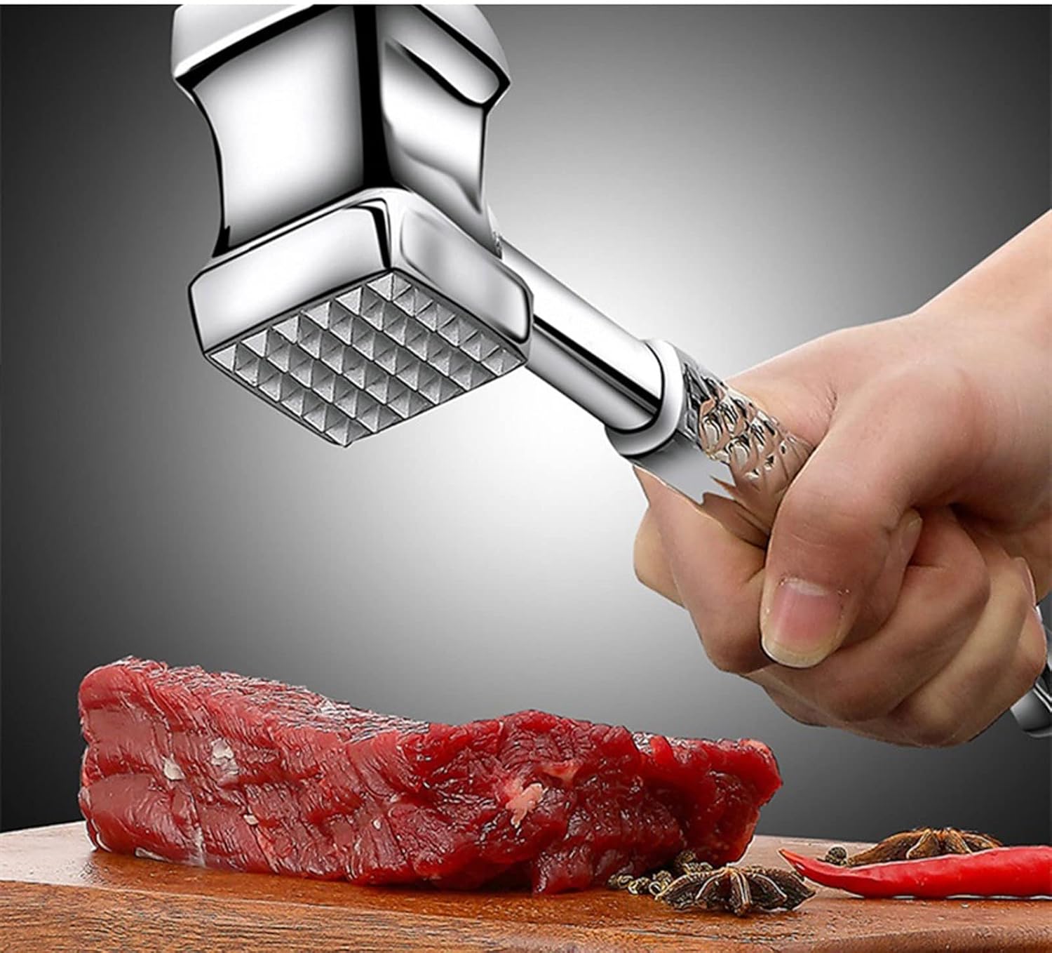 Food Hammer Stainless Steel Meat Hammer Kitchen Gadgets Multifunction Sides Loose Meat Tenderizers Portable Steak Pork Tools