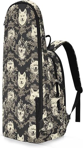 Miniatura 2 de Mochila de tenis de bádminton resistente al agua de dibujos animados lindo lobo negro tenis bádminton raqueta bolsa para mujeres hombres bolsa de