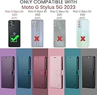 Vista 2 de Funda tipo cartera para Moto G Stylus 5G 2023, con bloqueo RFID, tarjetero y función atril, de piel sintética, funda protectora a prueba de golpes