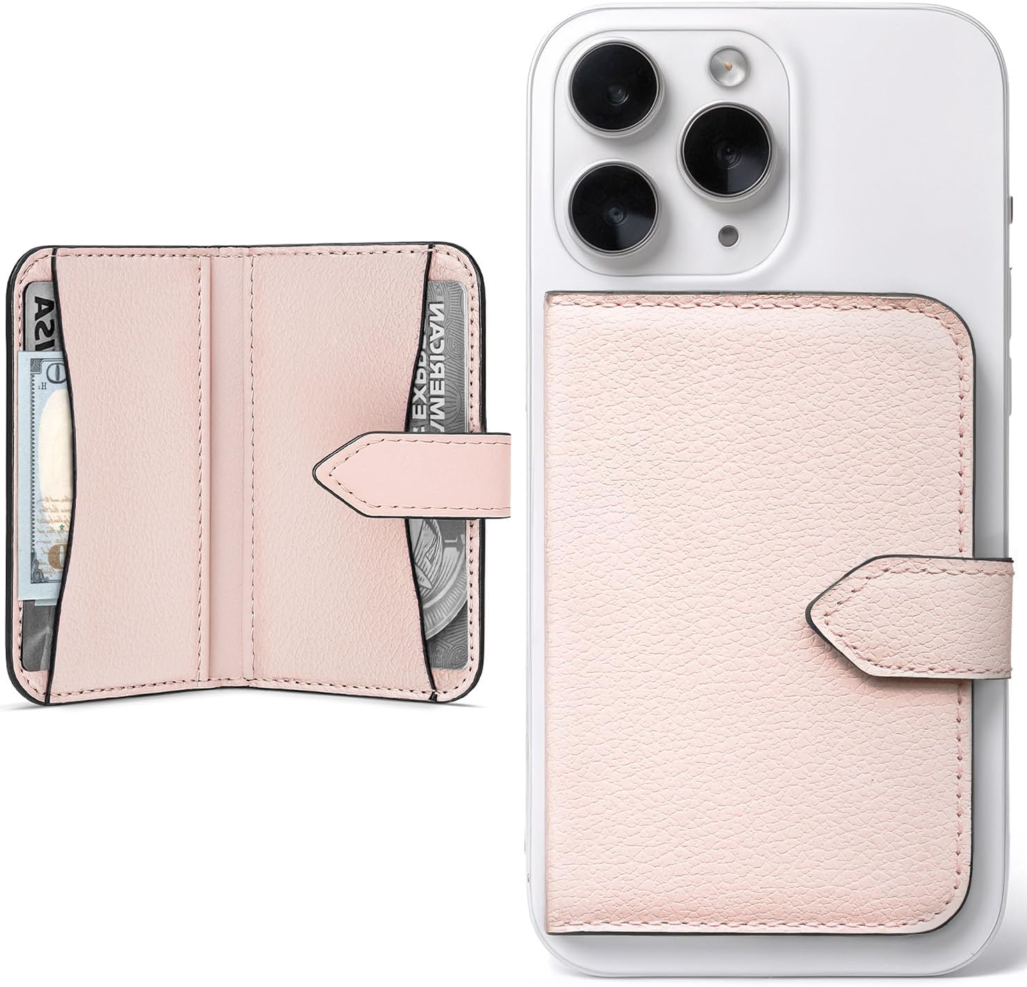 Genuine Leather Magsafe Wallet For Woman With stand, Slim Magnetic Wallet Mag Safe for iPhone,Compatible With iPhone 17/16/15/14/13/12 Series and Selected Samsung Devices Apple Accessories, Pink
