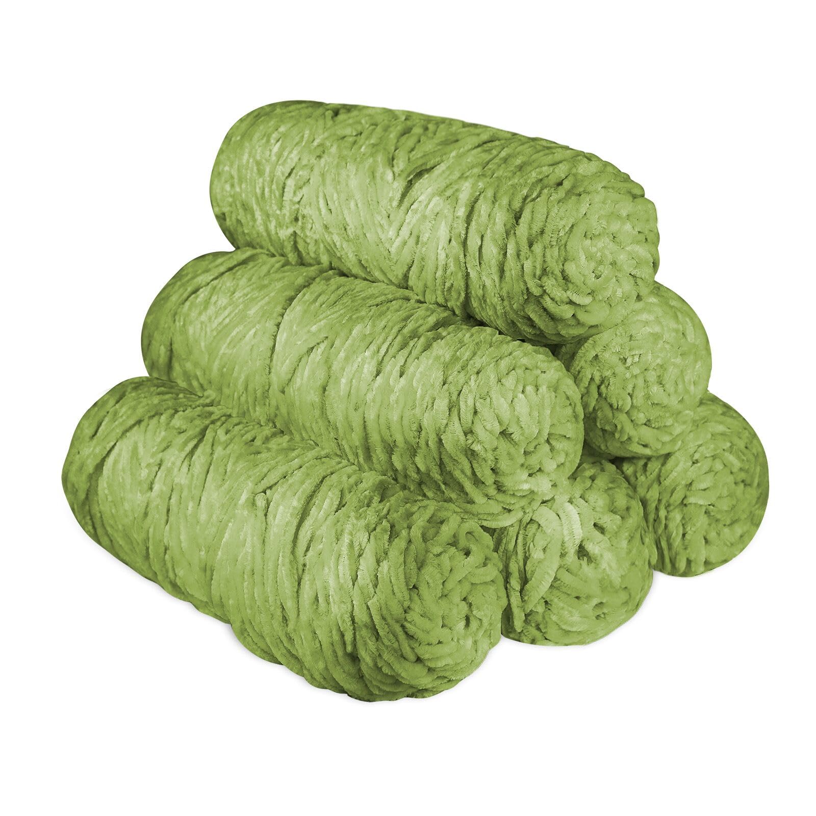 Crochet Yarn Chunky Yarn for Crochet Chunky Wool for Knitting 100g Balls x 6 Chenille Yarn Wool for Crochet Kits for Beginners Adults for Handmade Crafts Hats Blankets Scarves(Grass Green