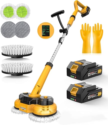 qimedo Trapeador eléctrico inalámbrico con batería de 6000 mAh M1 Pro, limpiador de energía eléctrica de 800 RPM y trapeadores para limpieza de