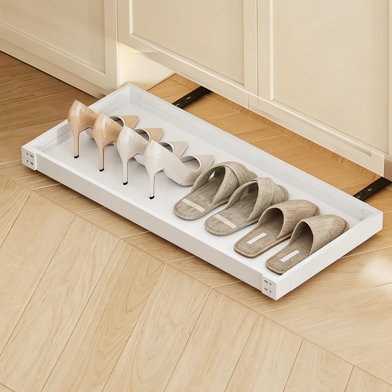 Rangement à chaussures coulissant avec fermeture douce pour couloir