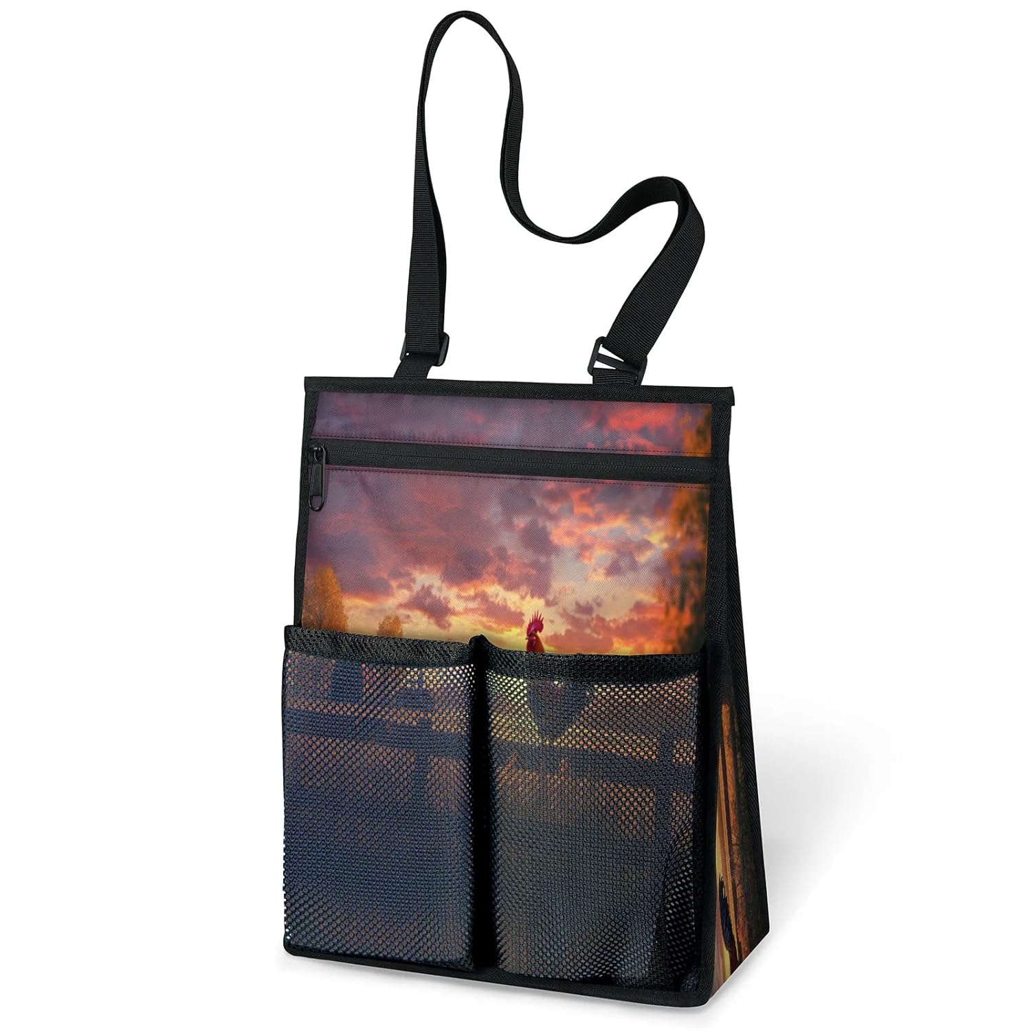 Ourtheme Farm Rooster Cock Portable Shower Bag for Travel Gym Camp Beach Tote Shower Caddy Bags Hanging Toiletry