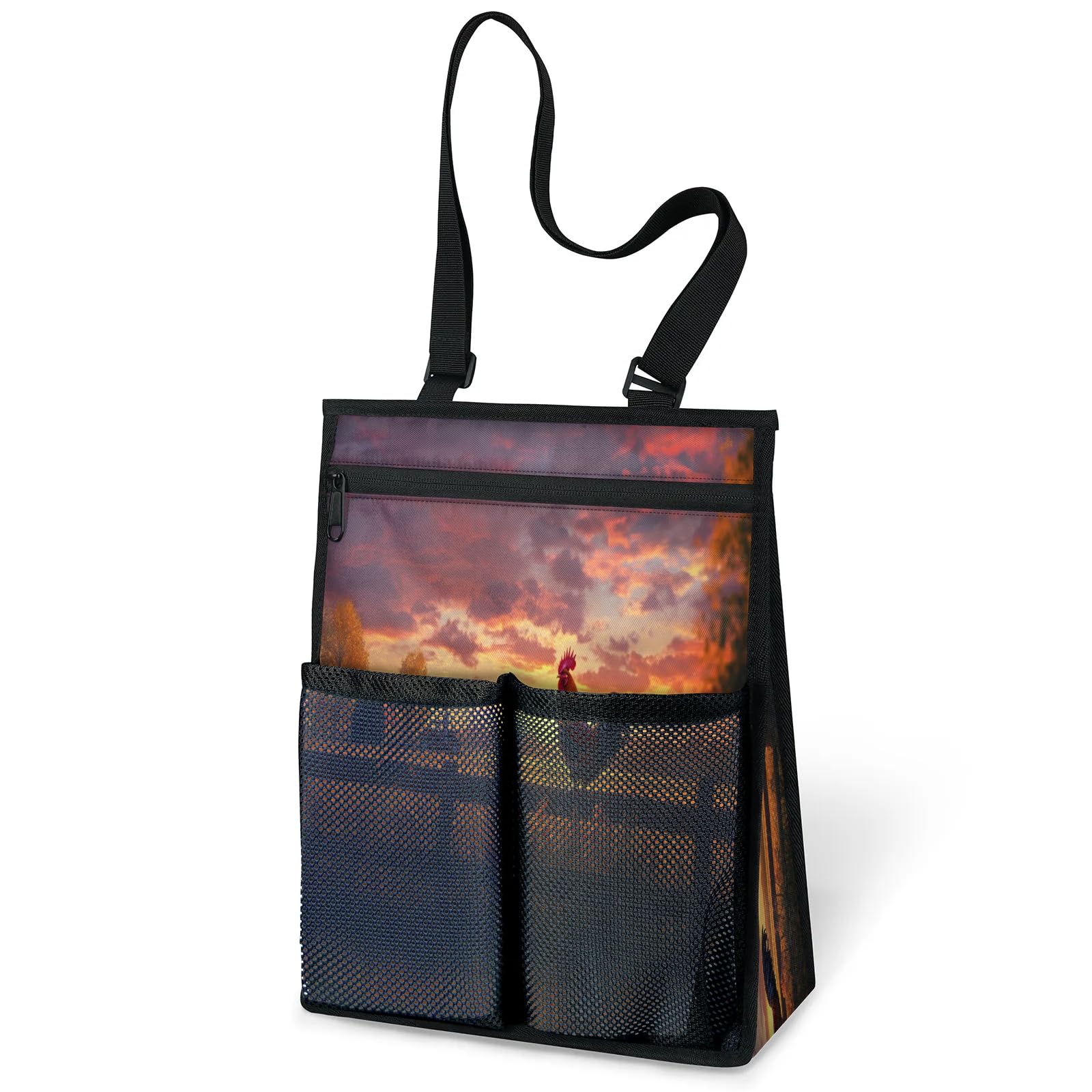 Ourtheme Farm Rooster Cock Portable Shower Bag for Travel Gym Camp Beach Tote Shower Caddy Bags Hanging Toiletry