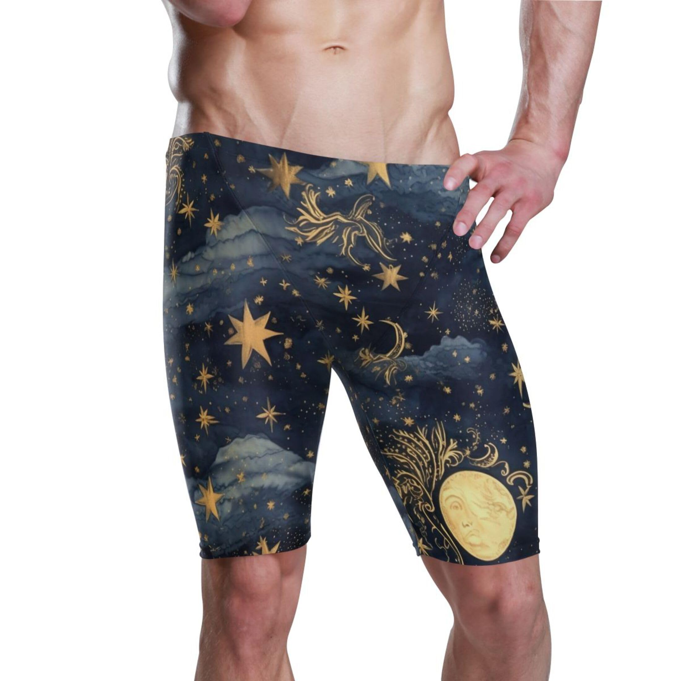 UMIRIKO Boho Gold Moon Sun Swim Jammers Swimsuit for Men XXL B0400192