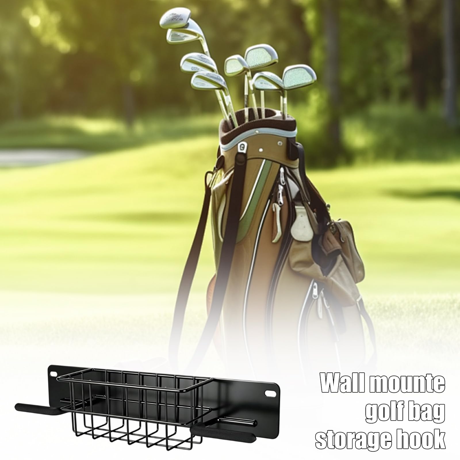 Wandmontierter Golftaschen Verwaltungshaken mit rostbeständiger Oberfläche, der eine hohe Belastbarkeit unterstützt Schwarzer Golftaschen Aufhänger