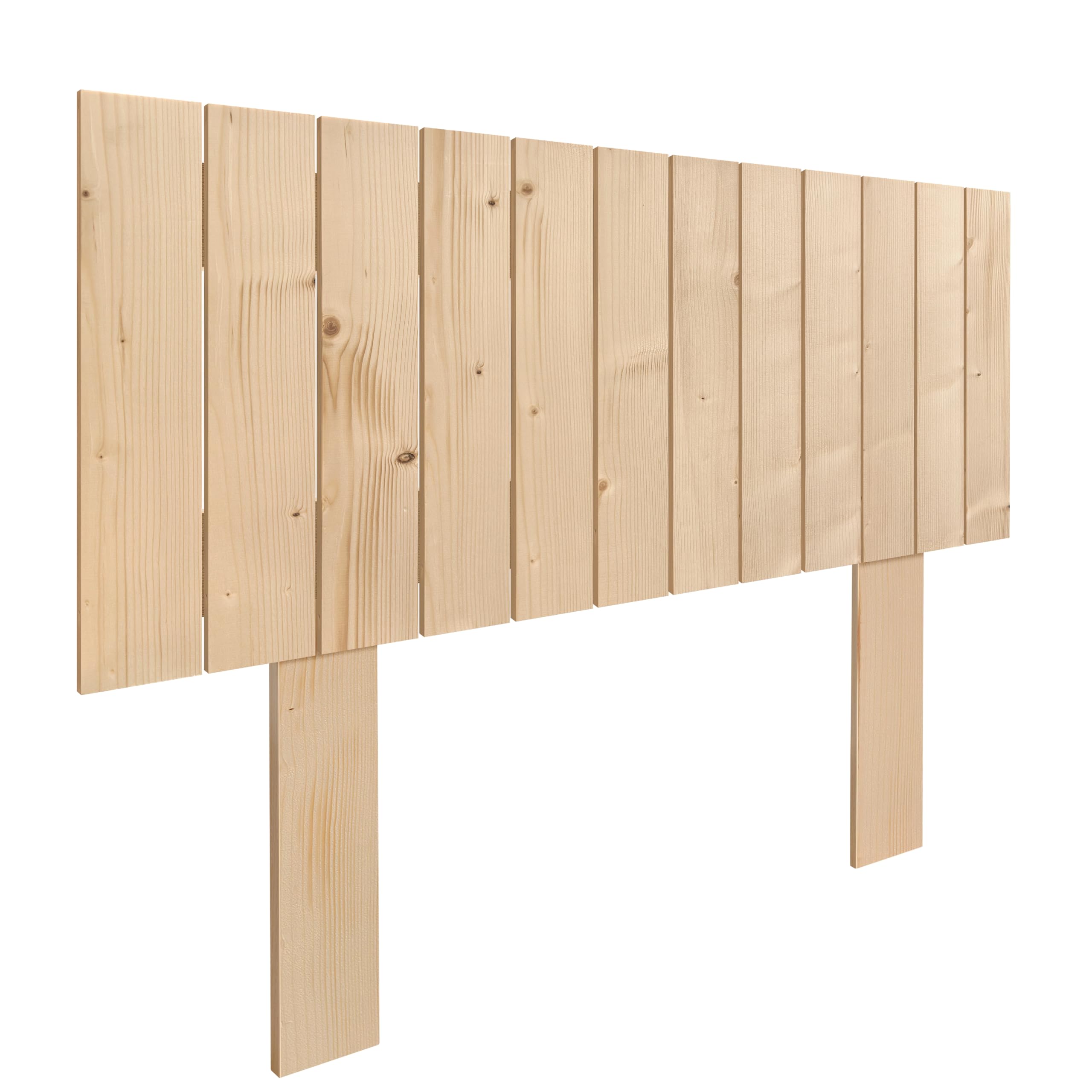 DHOME Cabecero de Madera Natural de Pino con Patas Estilo Palet Vertical Cama Palets Herrajes incluidos (110cm, Madera Natural Pino)