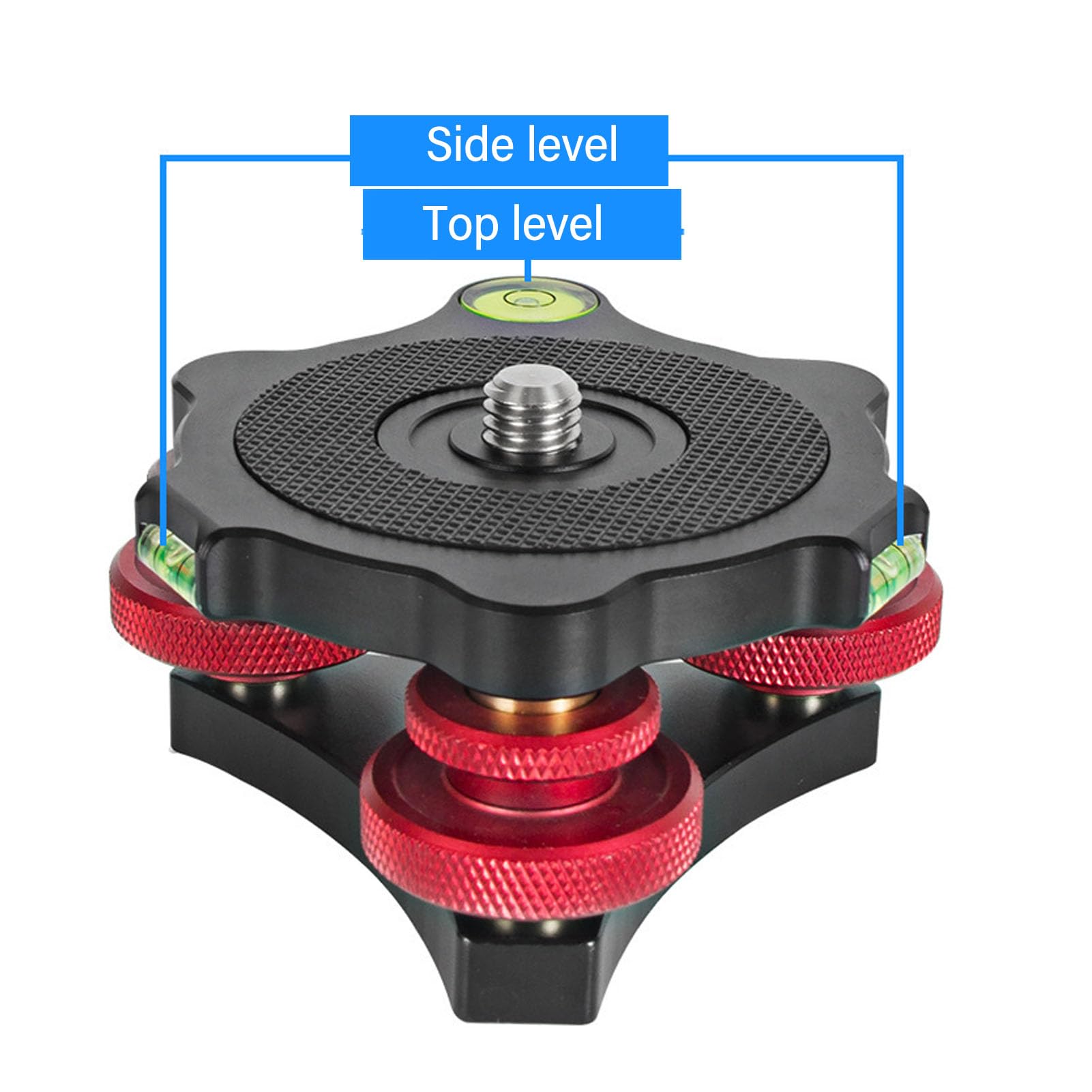 Tripod Head Leveling Base, Strong Load Bearing Tripod Leveling Adjustment Base Anodized CNC Processing Top Anti Slip Rubber Pad for Panoramic Photography