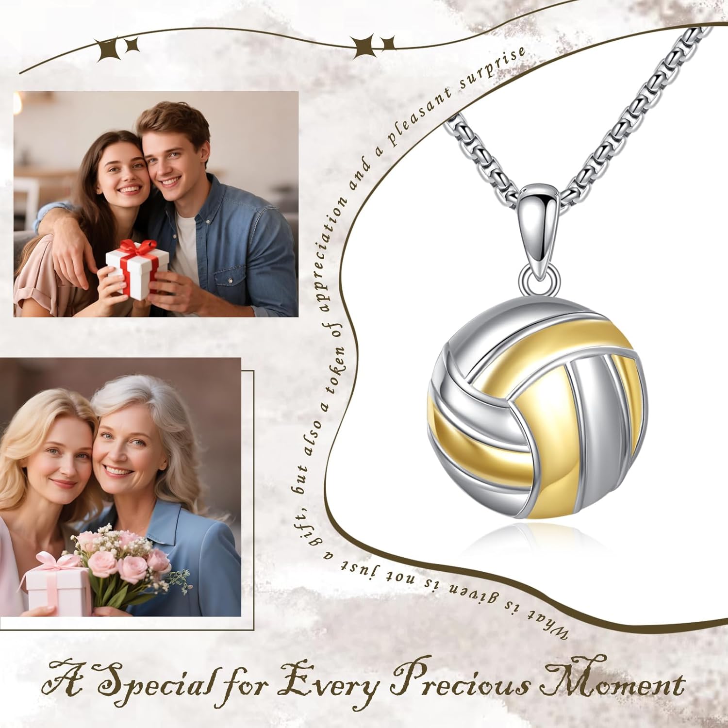 Sport Necklace Sterling Silver Gymnastics/Running/Soccer Women Pendant Cubic Zirconia Jewelry Christmas Gift for Women
