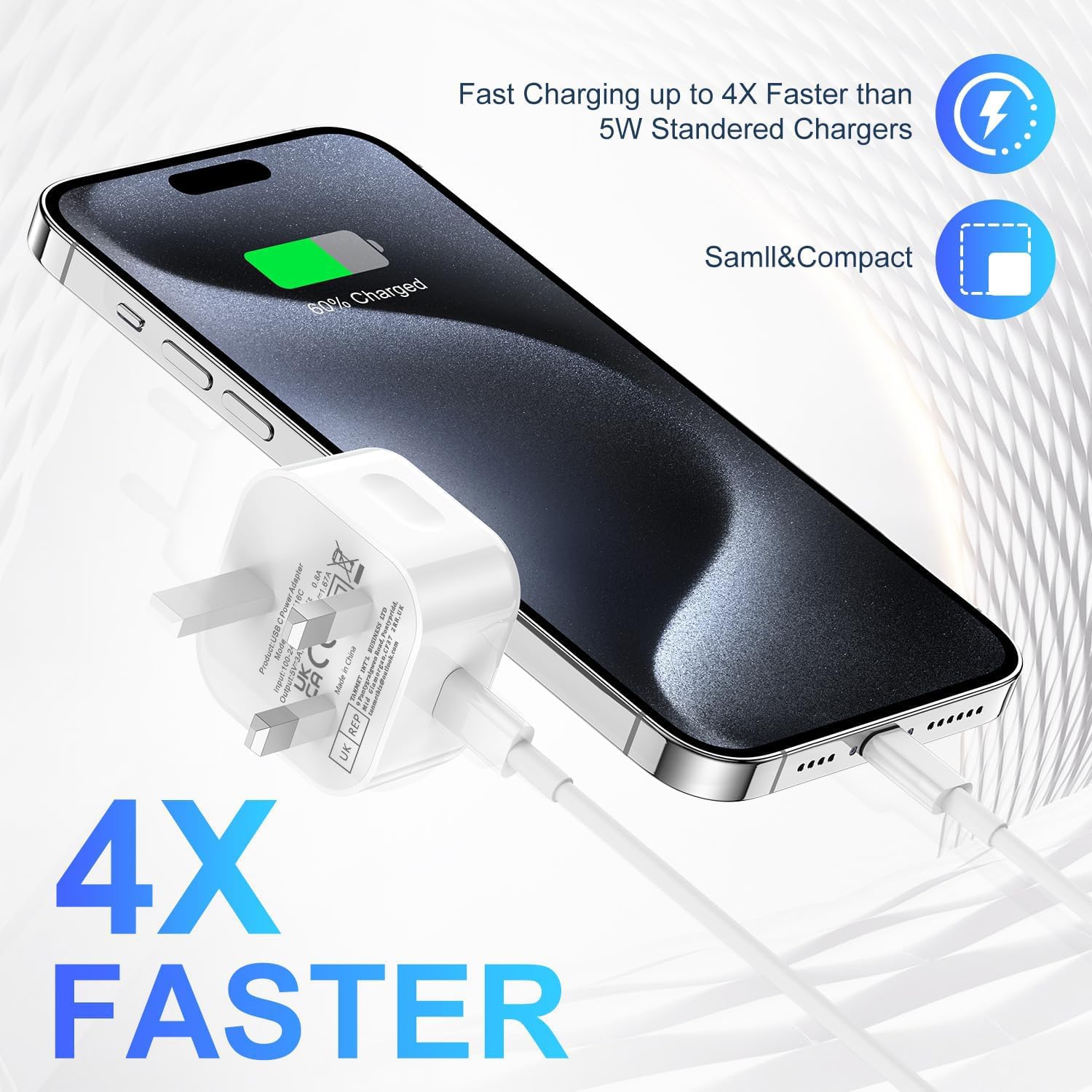 UGKENT USB C Plug for iPhone 17 16 Charger,New i 15 Type C Fast Charging Plug Adaptor UK 25W USBC Port Super Quick Charge Compatible with i Phone 17 Pro Max Air 16e 16 Plus 16 Pro Max 15 14 13 12 11 — view 5