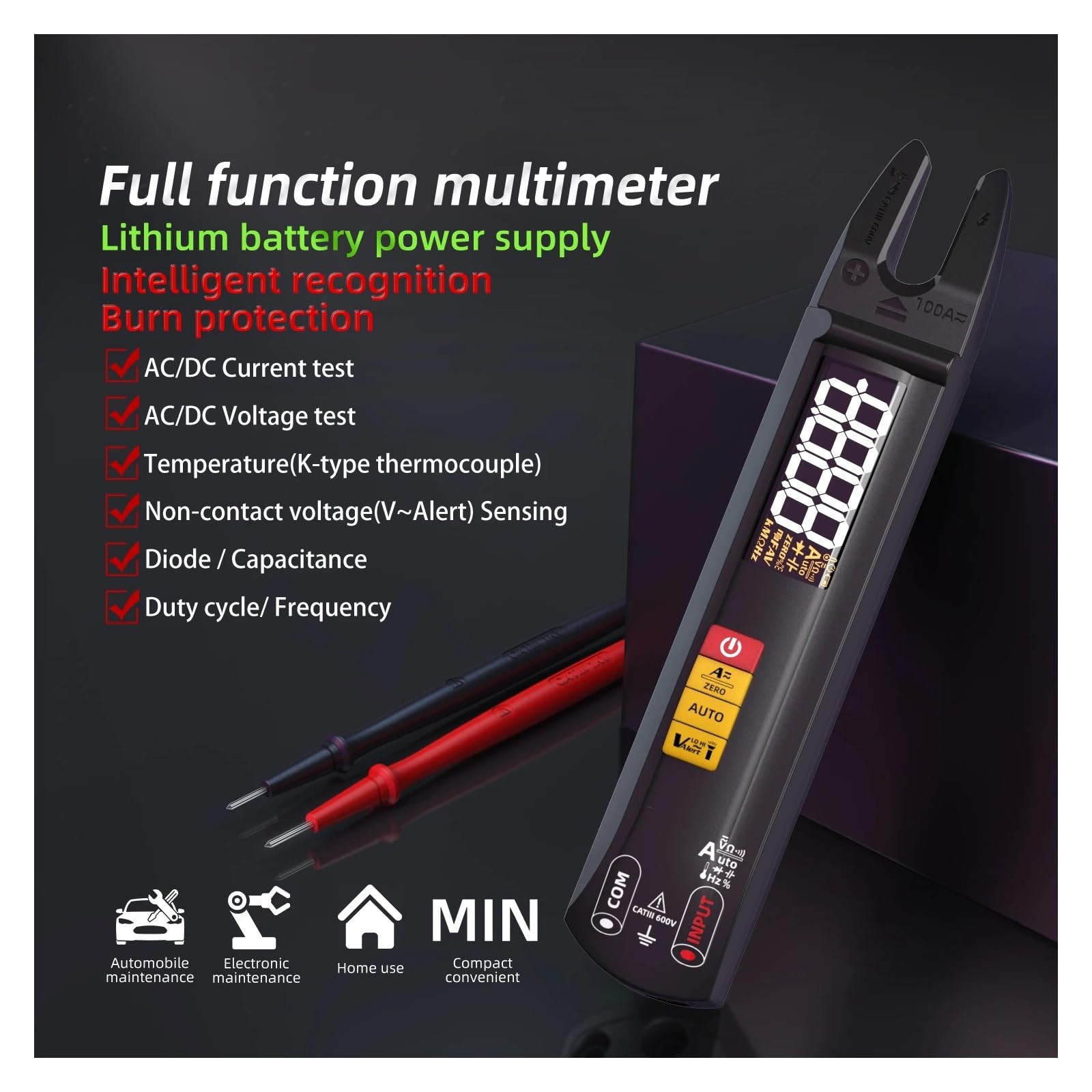 Pinza amperimétrica digital, Pinza Digital U1 Me DC AC Profesional 100A Amme Alica T-RMS Corriente Abierta Mandíbula Eléctrica Auto Multime(U1 Tool Kits)