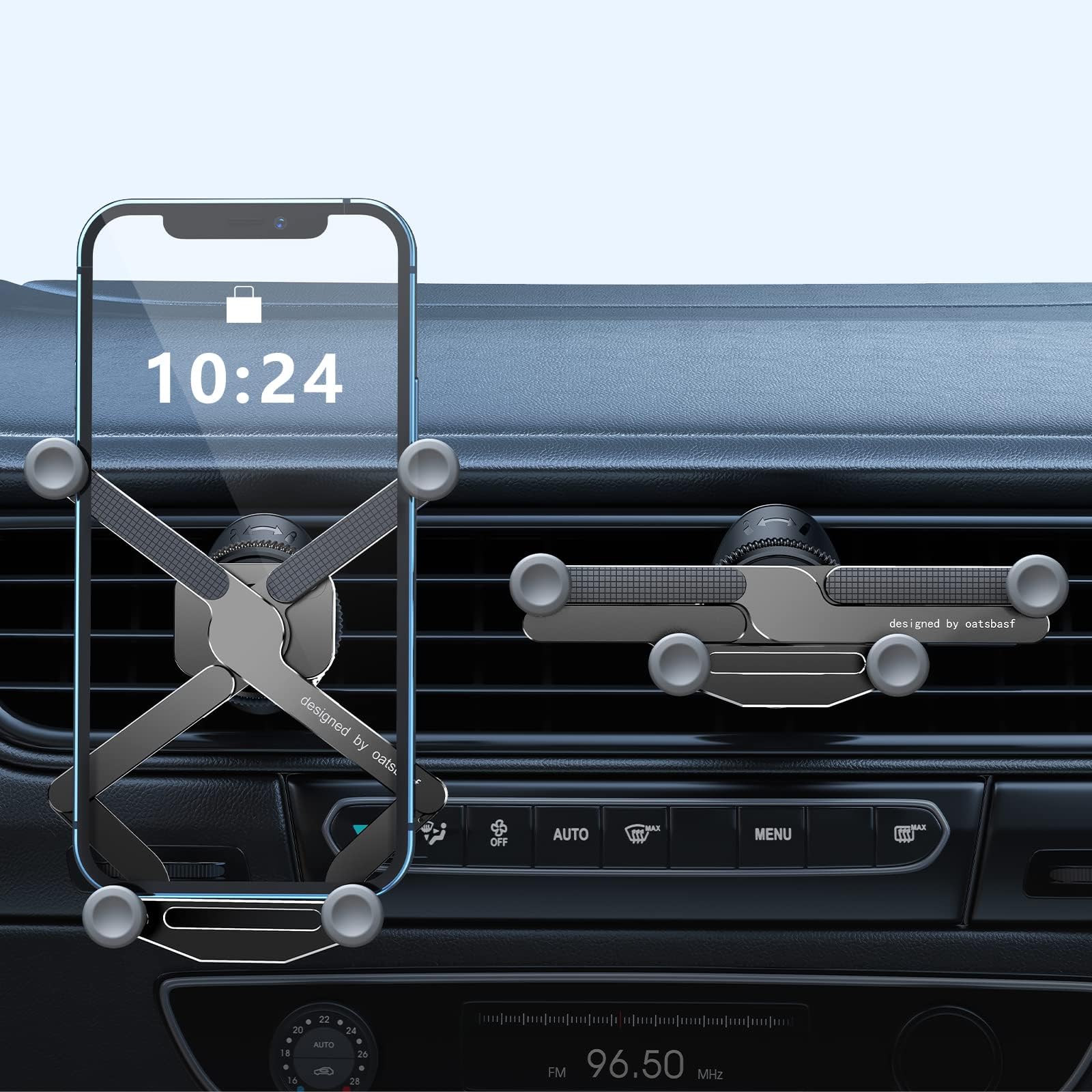 Car Phone Holder Vent, [Easiest Operation] Gravity Automatic Phone Holder for Car, [Aluminum & Compact] Vent Phone Mount for Car, Android Car Phone Holder iPhone 15 Pro Max-Black
