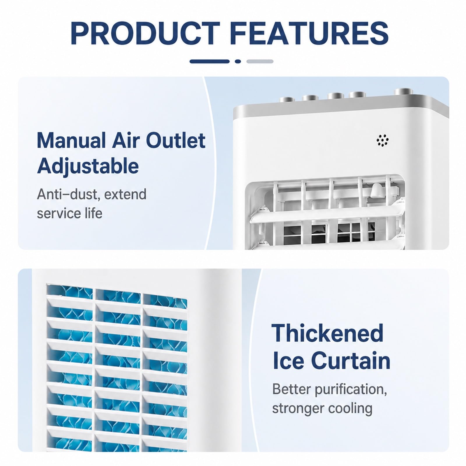 Enfriador De Aire Portátil, Enfriador Evaporativo Con Depósito De Agua, 3 Velocidades, Oscilación De 120°, Unidad De Refrigeración Silenciosa Con Ruedas Para Dormitorio, Oficina Y Hogar