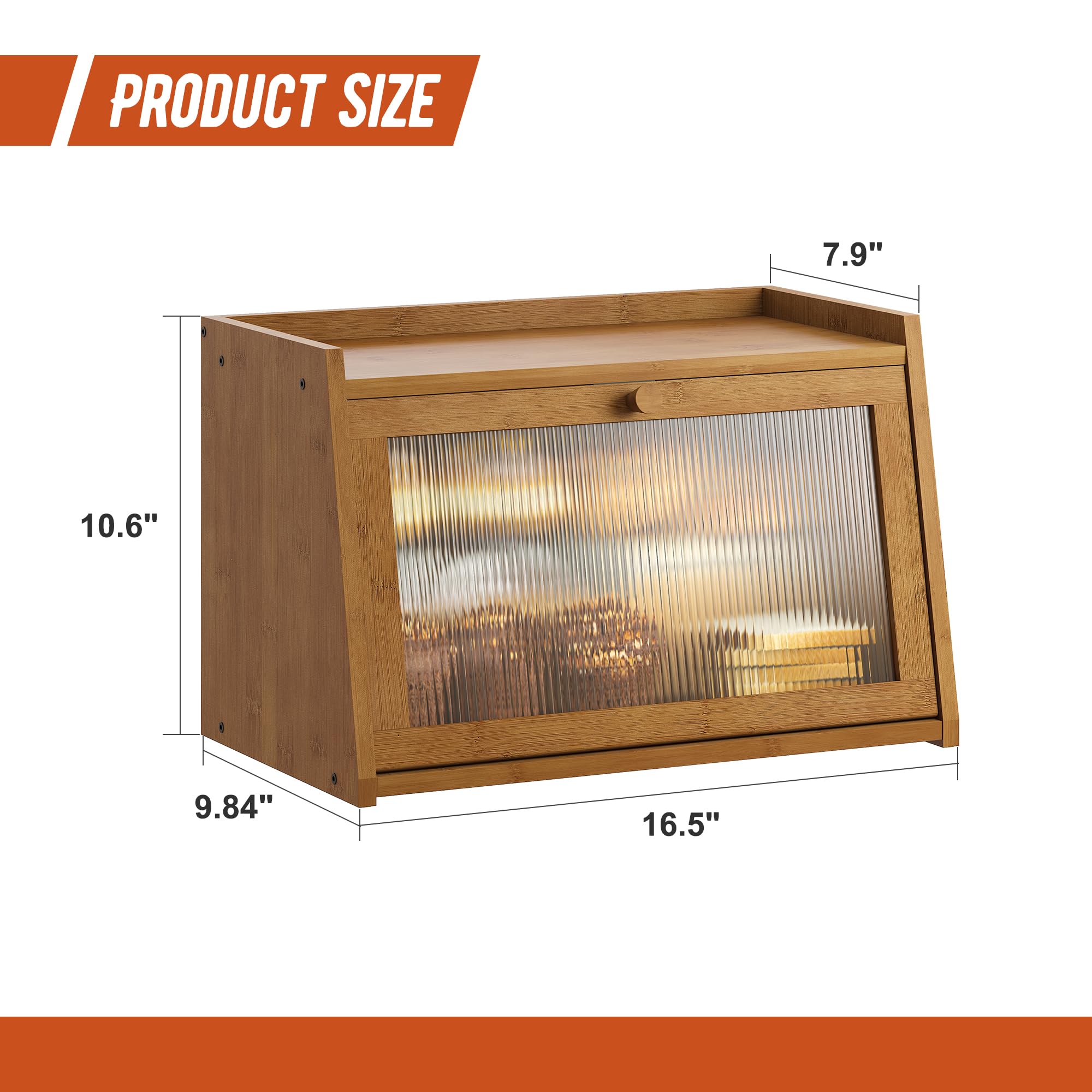 GHWIE Brotbox Im Bauernhaus-Stil – Großer Brotkasten Mit Fenster Für Die Küchenarbeitsplatte