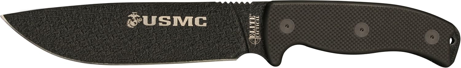 Elite Tactical US Marines M-1021BK Fixed Blade Knife, 12-Inch, Black