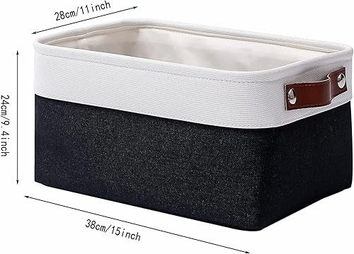 Miniatura 2 de FENQDOOU Cestas de almacenamiento grandes 3 unidades, contenedores plegables de tela con asas para armarios, armarios, estantes, baño, ropa,