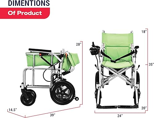 Miniatura 4 de Klano KL20- Silla de ruedas eléctrica plegable ligera (solo 40 libras) para personas mayores, potencia de motor de 2 x 250 W, tamaño de viaje,