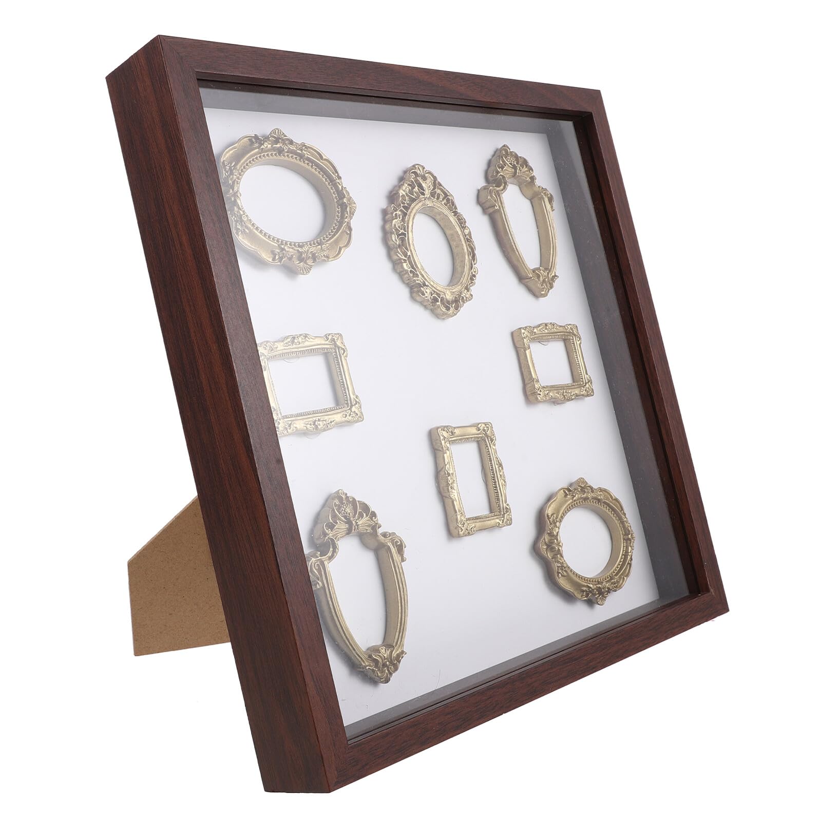 Coffret musée miniature avec 8 mini cadres photo en bois et résine